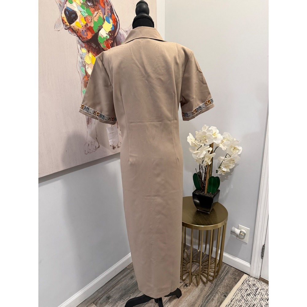 BFA Classics Tan Khaki Safari Maxi Dress, Size 14 - Picture 5 of 7